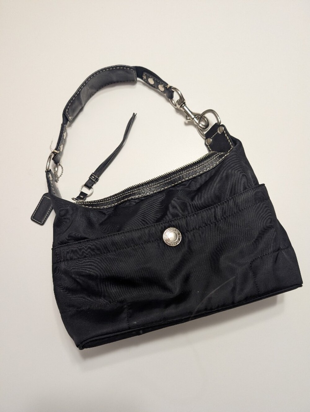 Vintage Coach Black Nylon Hobo Shoulder Bag
